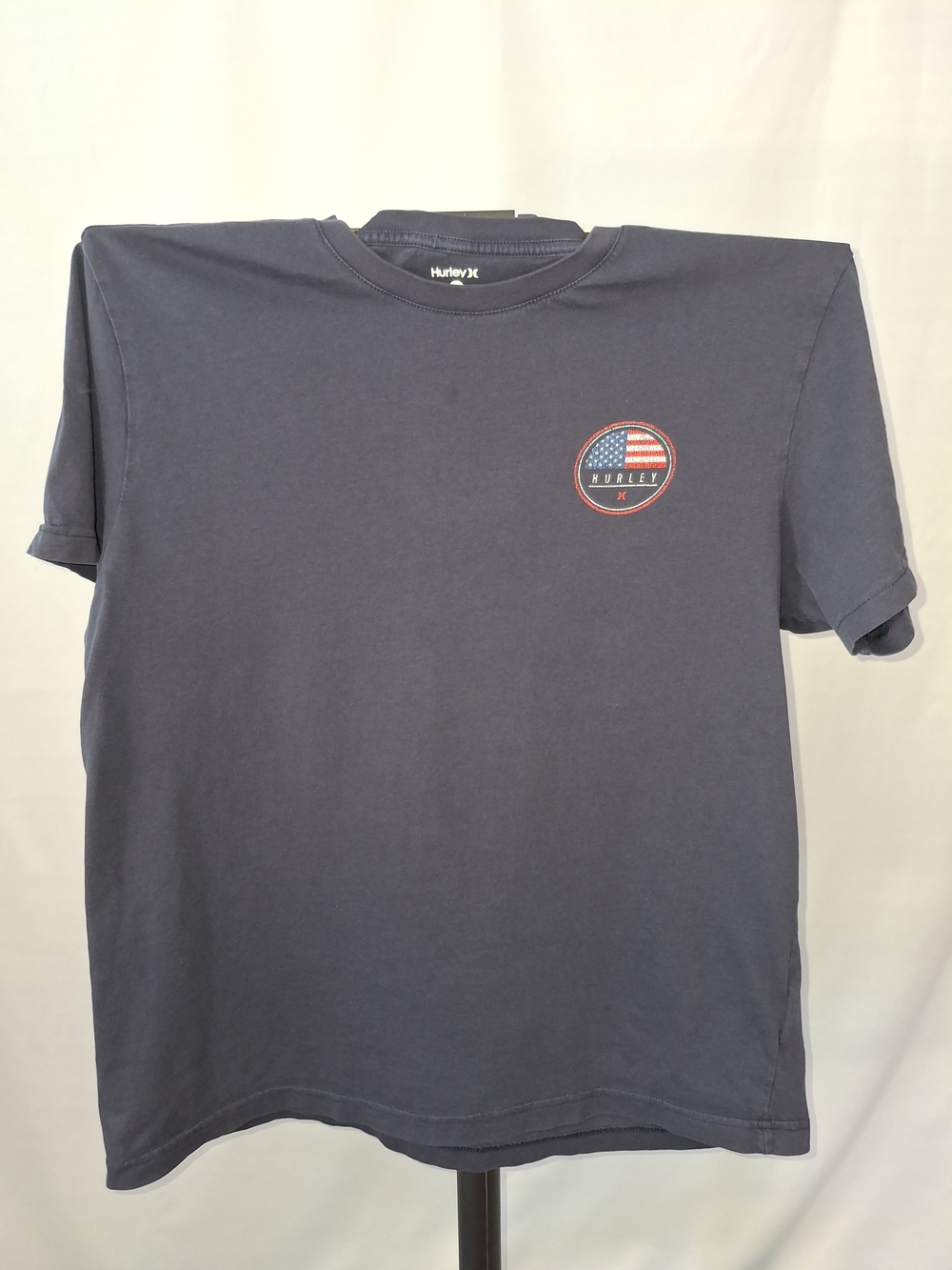 Hurley Navy Short-Sleeve Tee with Small American Flag Chest Patch